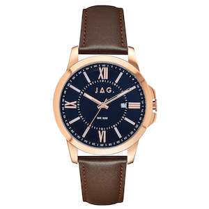 Jewellery: JAG 'Xavier' Rose Gold & Leather Men's Watch