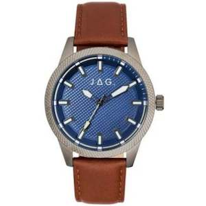 Jewellery: JAG 'Belmont' Blue Dial Tan Leather Men's Watch