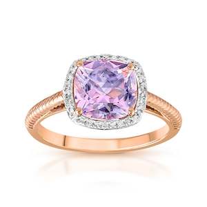 Rose Gold Diamond & Pink Amethyst Ring