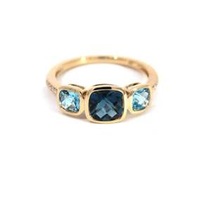 Blue Topaz & Diamond Ring