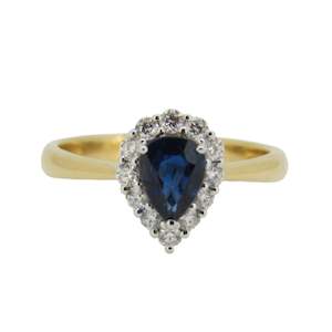 Pear Shaped Sapphire & Diamond Ring