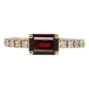 9ct Gold Rhodalite Garnet and Diamond Ring