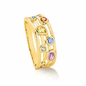 Bezel Set Multi Coloured Sapphire Ring