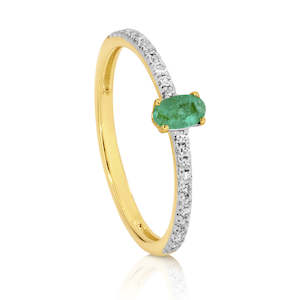 Jewellery: Oval Natural Emerald & Diamond Ring