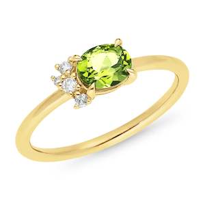 9ct gold Peridot and Diamond Ring