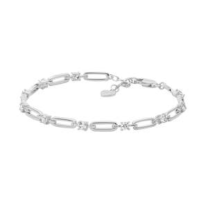 Ellani Silver CZ Link Bracelet