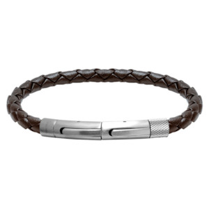 Jewellery: Rochet Men's Brown Leather & Steel Bracelet