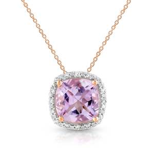 Rose Gold Diamond & Pink Amethyst Necklace