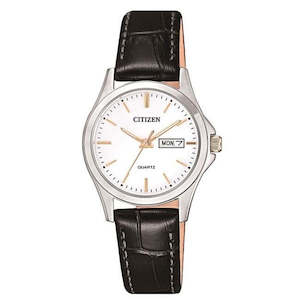 Citizen Ladies Stainless Steel With Black Leather