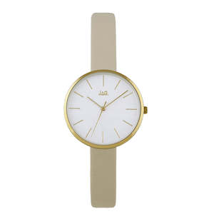 Jewellery: JAG Julia Watch Gold Case with Beige Leather Strap