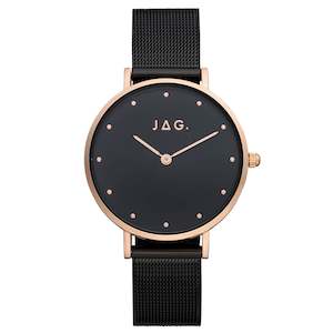 Jewellery: JAG 'Alice' Ladies Black & Rose Gold Watch