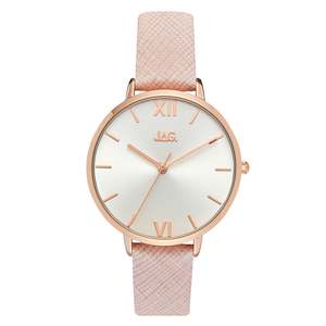 Jewellery: JAG Sophie Rose Gold Watch with Textured Blush Leather Strap