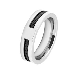 Jewellery: Rochet Men's Steel & Black Wire Ring