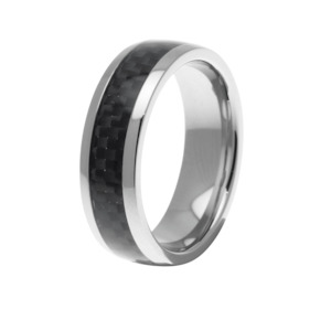 Jewellery: Rochet Men's Ring 'Hybrid' Steel & Carbon Fibre