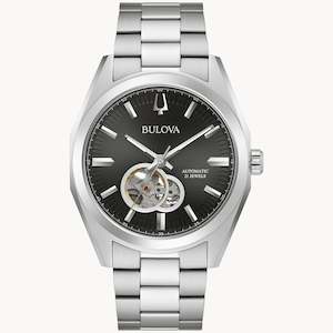 Jewellery: Bulova Gents Automatic Watch Steel with Black Dial