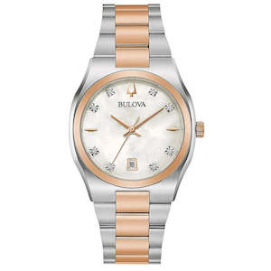 Bulova Ladies Watch Steel & Rose with Diamonds