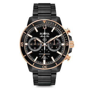 Bulova Gents Marine Star Black Steel Chrono Watch