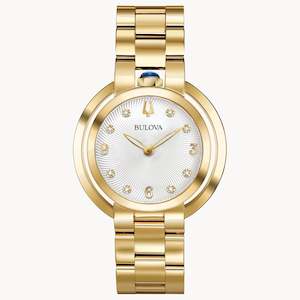 Jewellery: Bulova Ladies Gold Watch with Diamonds