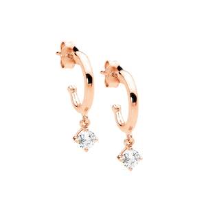 Ellani Rose Hoop CZ Drop Earrings