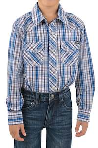 Shirts: Pure Western Bolt Check Western Long Sleeve Shirt - Boys