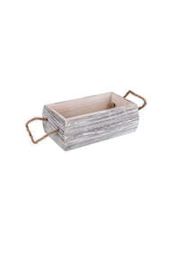 Wooden Box w/ Handles Whitewash (unit 6)