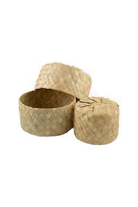 Natural Woven Round Basket w Lid (Unit 4 + 12)