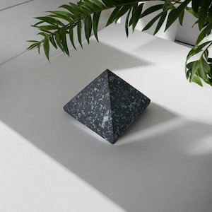 Internet only: Shungite and Quartz 50mm Unpolished Pyramid for Protection and Grounding