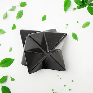 Shungite Merkaba Star - Polished Shungite Stone Star 40mm