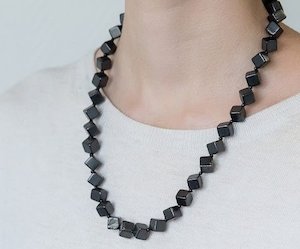 Beautiful Shungite 50cm necklace with Rhombic beads