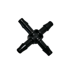 Garden supply: 4mm Cross - Plastic irrigation plumbing fitting