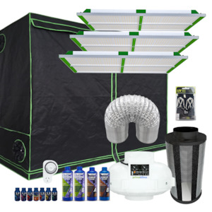 Garden supply: Grow Tent Starter LED Kit 3.0 x 1.5 Metre - 3 x 400w LED Light Model Q - 150mm Fan & Carbon