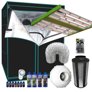 Grow Tent Starter LED Kit 1 Metre - 300w LED Light Model C - 100mm Fan & Carbon