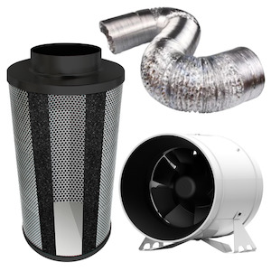 Kit Carbon Filter 150mm x 300mm, 10 Metre Ducting & 150mm EC Mixed flow speed adjustable Fan