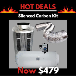 Kit Carbon Filter 150mm x 500mm, 10 Metre Ducting & Silenced 150mm EC Fan speed adjustable