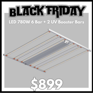 Garden supply: LED 780w 6 Bar + 2 bar UV Booster bars - Dimmable full spectrum LM301H grow light