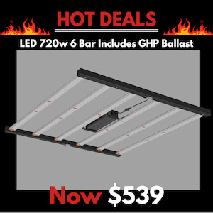 Garden supply: LED 720w 6 Bar includes GHP Ballast - Runs on GHP Digital HPS Dimmable ballast - Full spectrum LED Grow Light