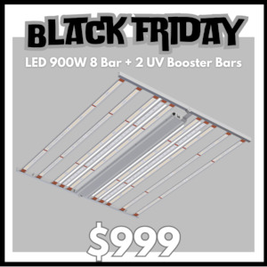 Garden supply: LED 900w 8 Bar + 2 bar UV Booster bars - Dimmable full spectrum LM301H grow light