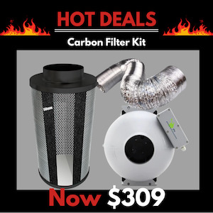 Garden supply: Kit Carbon Filter 150mm x 500mm - 150mm Centrifugal Plastic Body Double skinned insulated Fan c/w Variable Speed controller & 10 Metres of Ducting