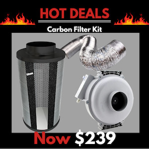 Garden supply: Kit Carbon Filter 100mm x 500mm - 100mm Centrifugal Plastic Body Double skinned insulated Fan c/w Variable Speed controller & 10 Metres of Ducting