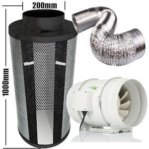 Garden supply: Kit Carbon Filter 200mm x 1000mm - 200mm Mixed Flow Fan c/w Variable Speed controller & 10 Metres of Ducting