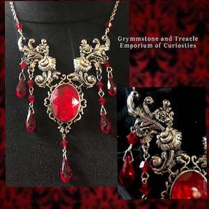 Clothing: Marion Filigree Red Drop Necklace