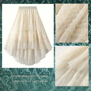 Tulle Layered Ruched Ruffle High Low Skirt