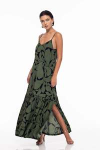 Dallas Maxi Dress - Black/Golden Forest Floral