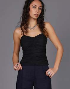 Silk Cotton Bustier - Black