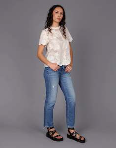 Embroidered Rush Top - Ivory