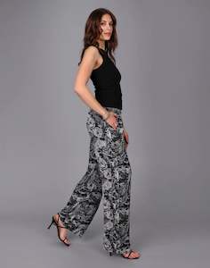 Mayhem Print Wide Leg Pant - Black Print