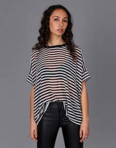 Stripe Oversized Tee - Black/White Stripe