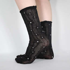 Daisy Dot Socks - Black