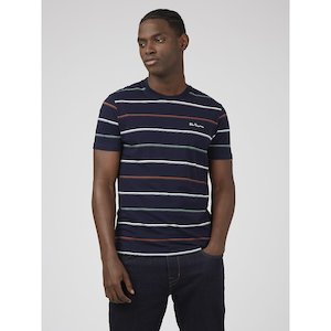 Fine Stripe Tee - Navy