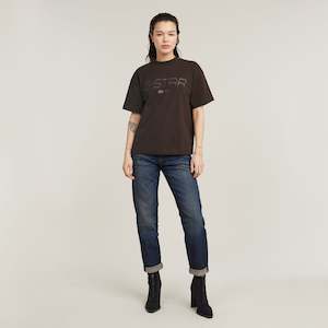 Shiny Print Loose Tee - Chocolate Plum